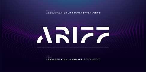 Abstract modern alphabet fonts. Typography electronic digital game music future creative italic font design concept. vector illustraion