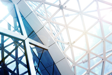 Steel structure geometry construction with sky as the background.