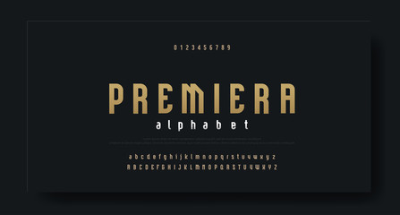 Condensed luxury font alphabet typeface. Modern Alphabet Fonts. Typography urban high, tall letters style uppercase, lowercase  and numbers. vector illustration