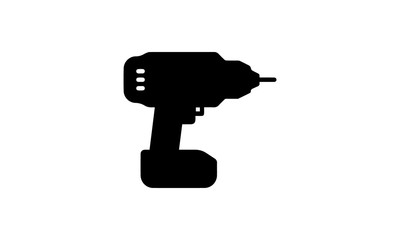 Black Drill machine icon isolated on white background