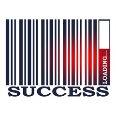 Success text in bar code. Loading bar. Relative for retail business