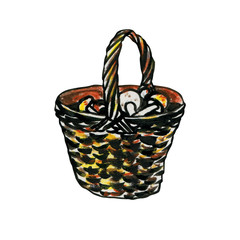 Obraz premium Wicker basket with mushrooms.