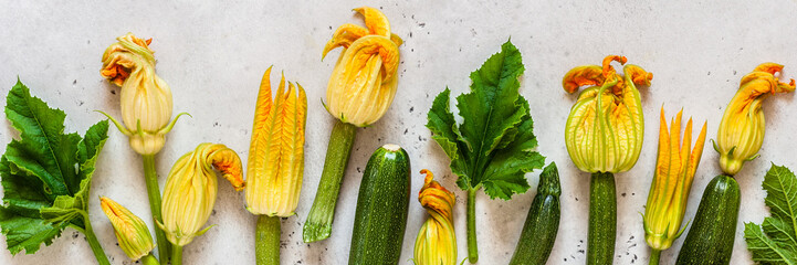 Zucchini Flowers, horizontal banner