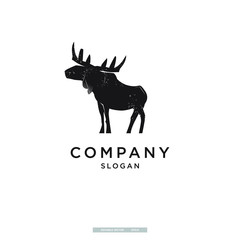 proud moose illustration logo design template