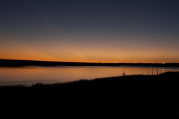 Sunset over lake