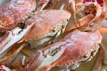 Steamed crabs. Seafood in Thailand.