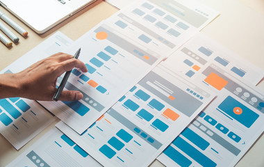 Website designer Creative planning application developer development draft sketch drawing template...