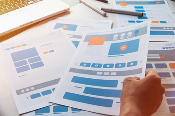 Website designer Creative planning application developer development draft sketch drawing template...