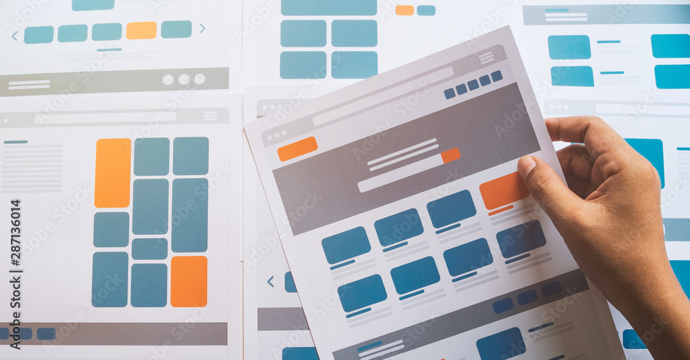 Poster website designer creative planning application developer development draft sketch drawing template l