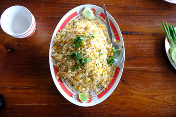 Fried rice with seafood. Thailand delicious popular food.