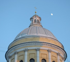 Fototapeta na wymiar The dome of the Holy Trinity Cathedral of the Alexander Nevsky Lavra. Saint Petersburg