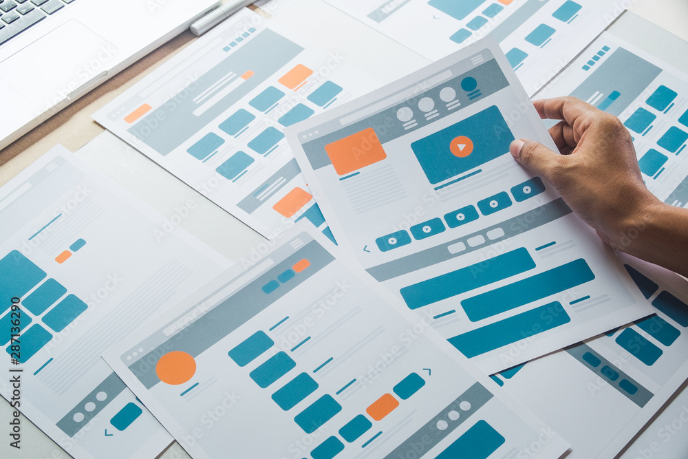 Poster website designer creative planning application developer development draft sketch drawing template l