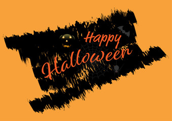 Happy Halloween text banner, Holiday calligraphy poster, greeting card, party invitation, Vector illustration.