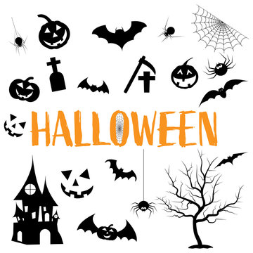Happy Halloween collection, Halloween icon design background, Vector illustration.