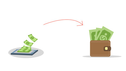 People sending and receiving money wallet with their mobile phones