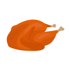 Roasted turkey/chicken meal vector illustration, cartoon style clip-art.