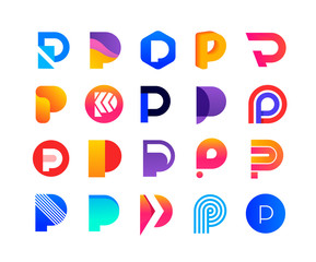 Letters P - logo set 