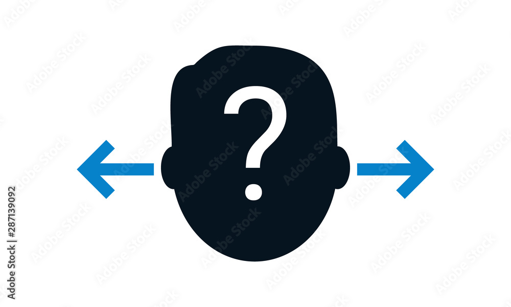 Poster confusion icon in flat style for uncertainty and problem-solving concepts