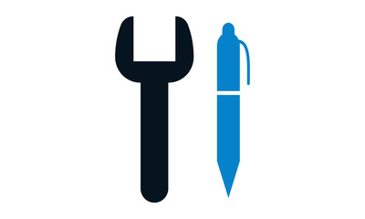 Wrench and pen icon for design and project planning