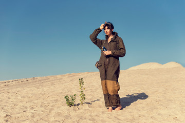 Young girl in a post apocalyptic world