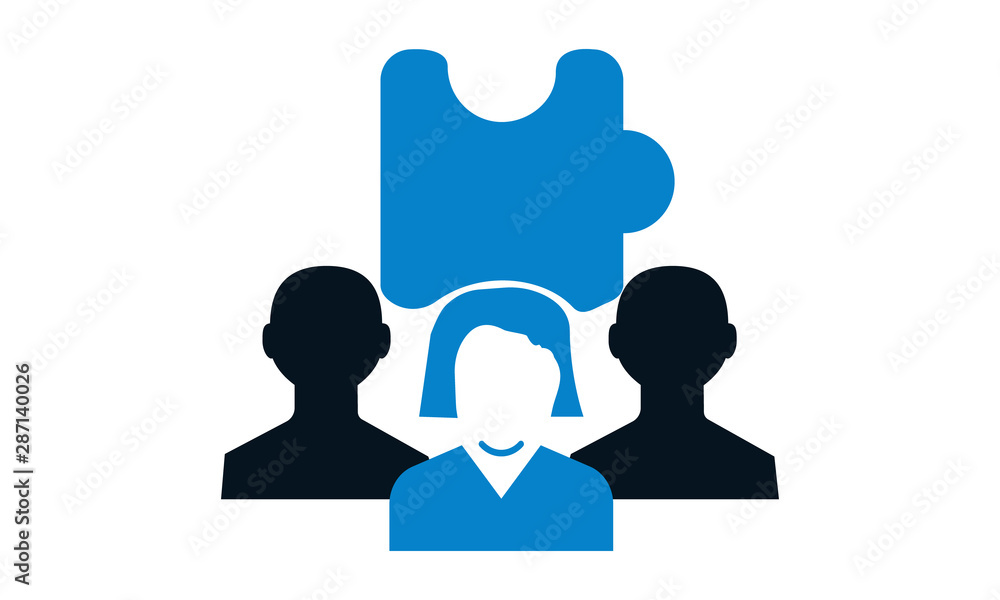 Poster teamwork problem-solving icon for collaboration and group solutions