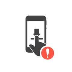 Download smartphone icon with exclamation mark, alert, error, alarm, danger symbol