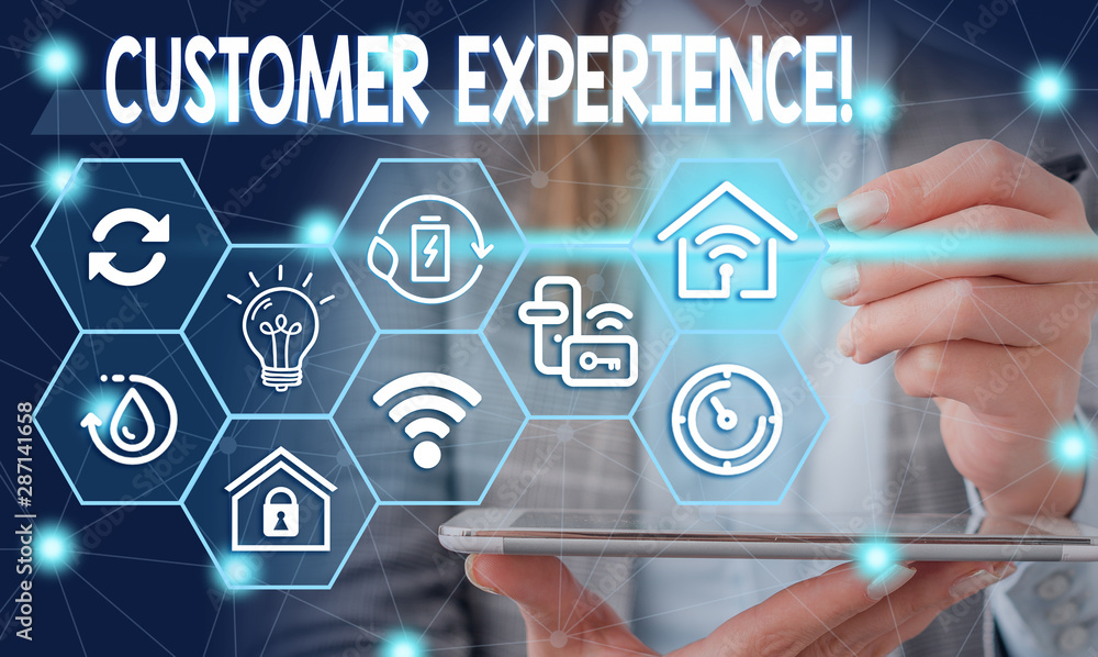 Poster conceptual hand writing showing customer experience. concept meaning product of interaction between 