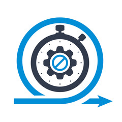 Agile development, stopwatch concept icon with not allowed sign, block, forbidden, prohibit symbol