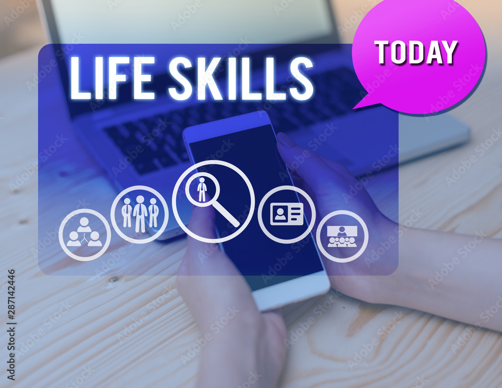 Aufkleber conceptual hand writing showing life skills. concept meaning skill that is necessary for full partic