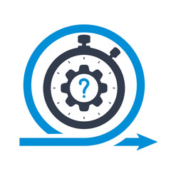 Agile development, stopwatch concept icon with question mark, help, how to, info, query symbol