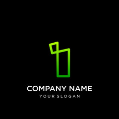 number 1 mono line logo. technology and digital concept. infinity, architecture, design -vector
