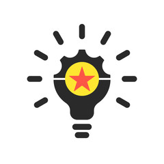 Creative light bulb concept icon with star sign, best, favorite, rating symbol