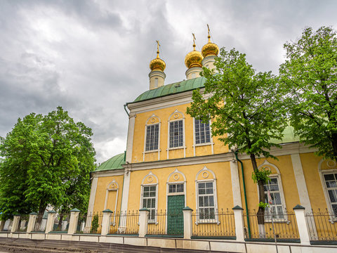 Exterior of an old Orthodox cathedral in Oryol, Russia
