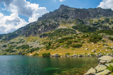 Naklejka na ściany i meble Path between Bezbog lake and hut and the Popovo lake in Pirin national park, near Bansko, Bulgaria