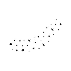 Star Shower vector, black illustration isolated on background. Black star shooting with an elegant star. Meteoroid, comet, asteroid, stars.
