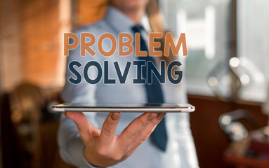 Writing note showing Problem Solving. Business concept for process of finding solutions to...