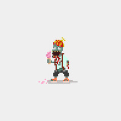 Pixel zombie boy.8bit character.