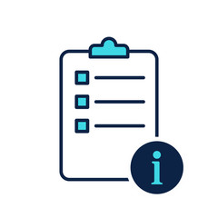 Clipboard or checklist icon with information sign, about, faq, help, hint symbol