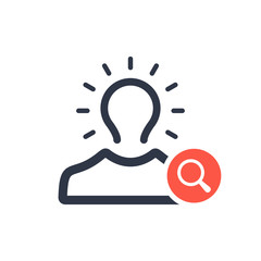 Brand awareness icon with research sign, explore, find, inspect symbol