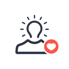 Brand awareness icon with heart sign, favorite, like, love, care symbol