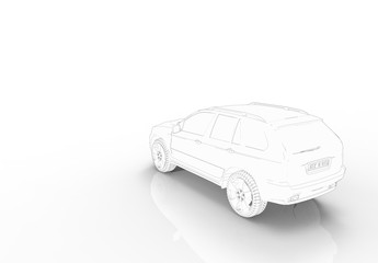 3d rendering of a SUV car isolated in white studio background