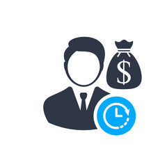Financial Manager. Money management icon with clock sign, countdown, deadline, schedule, planning symbol