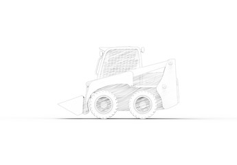 3d rendering of a small excavator isolated in white studio background