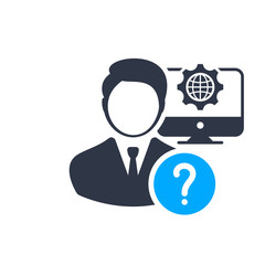 IT Manager sign. Data Management Icon with question mark, help, how to, info, query symbol