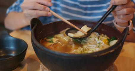 Famous vegetable noodles in Kawaguchiko of Japan