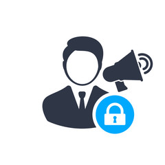Business Marketing Manager icon with padlock sign, security, protection, privacy symbol