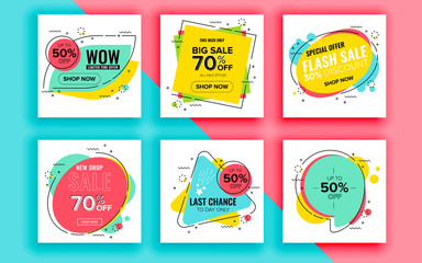Set of sale banner template design. Vector illustration.