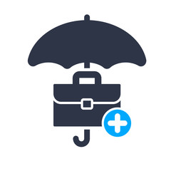 Risk management icon with add sign, new, plus, positive symbol