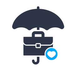 Risk management icon with heart sign, favorite, like, love, care symbol