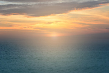 Naklejka na ściany i meble Beautiful nature sea and sunrise or sunset with morning light or evening